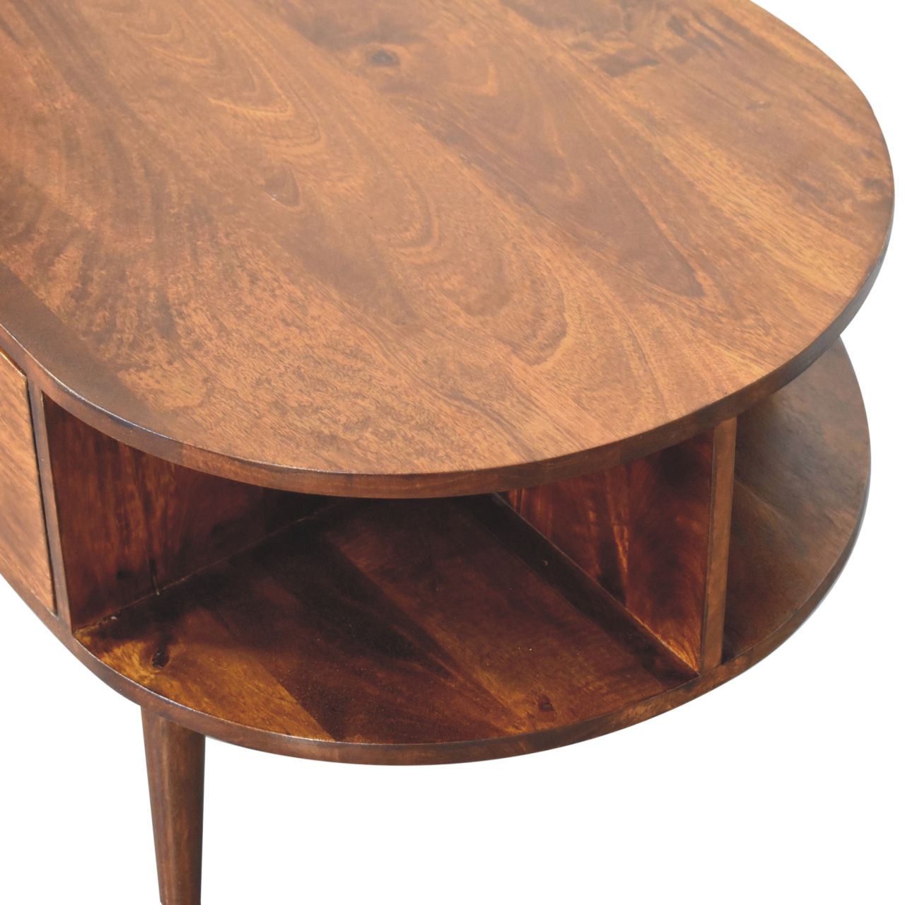 Solid Mango Wood Mango Wood Chestnut Oval Coffee Table with 2 Drawers - Image 5