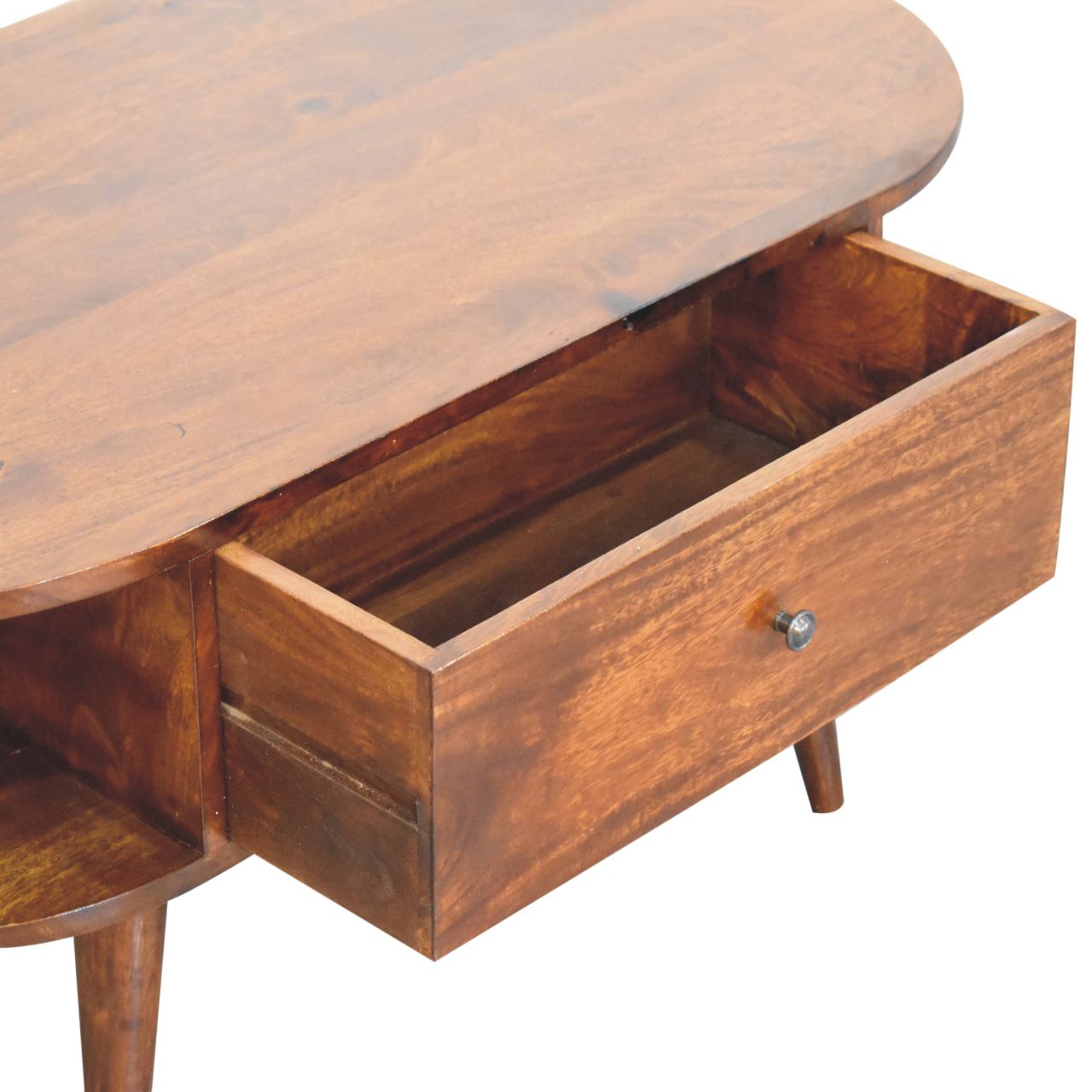Solid Mango Wood Mango Wood Chestnut Oval Coffee Table with 2 Drawers - Image 7