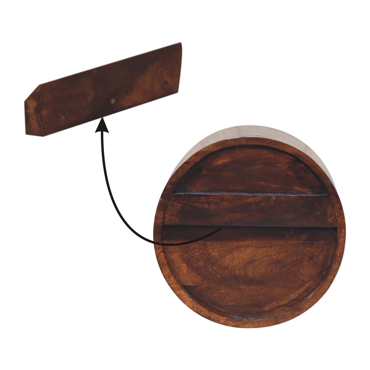 Floating Circle Chestnut Bedside - Image 9
