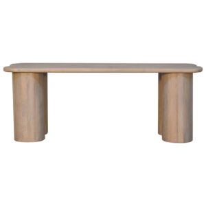 Solid Mango Wood Ivory Finished Dual Plank Bench