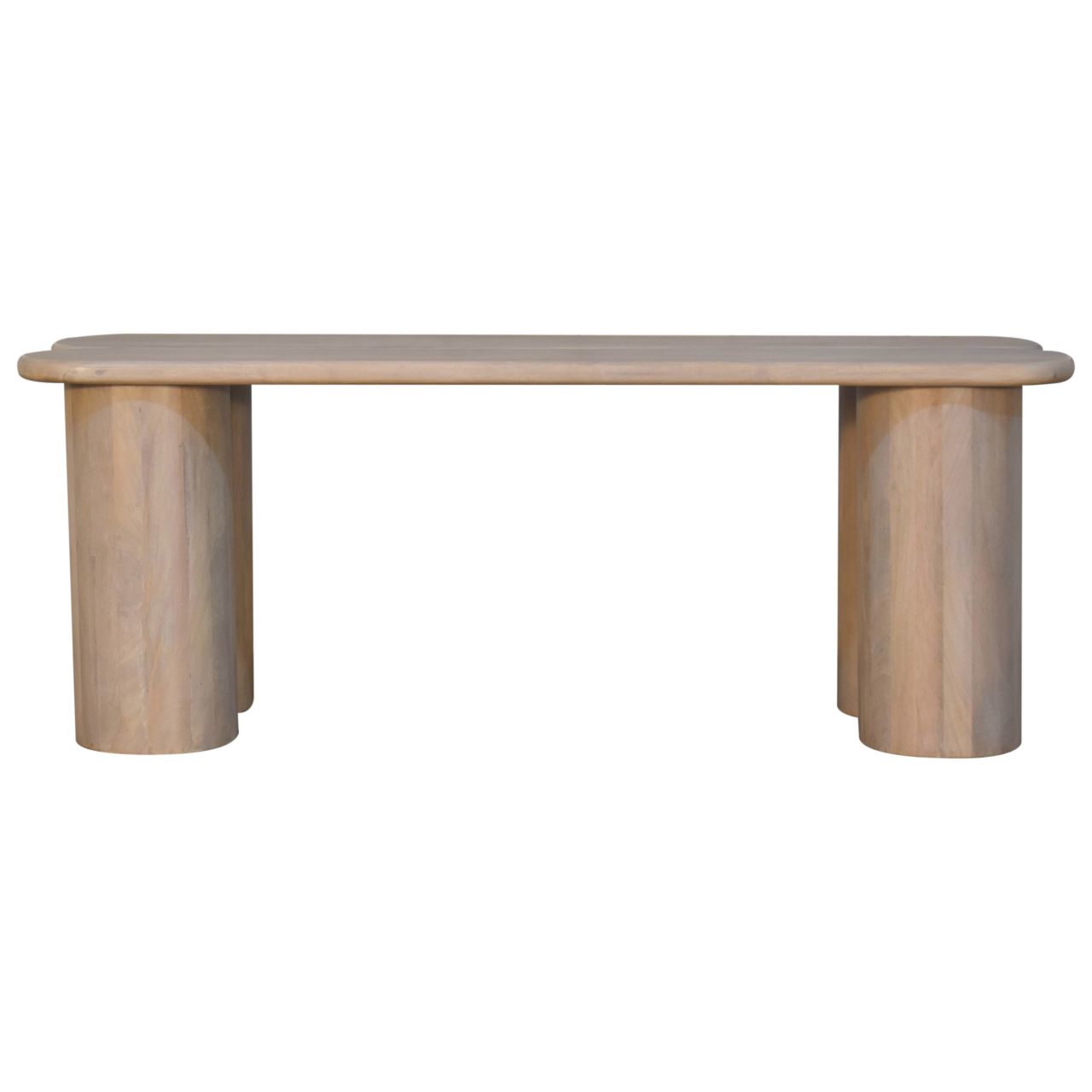 Solid Mango Wood Ivory Finished Dual Plank Bench