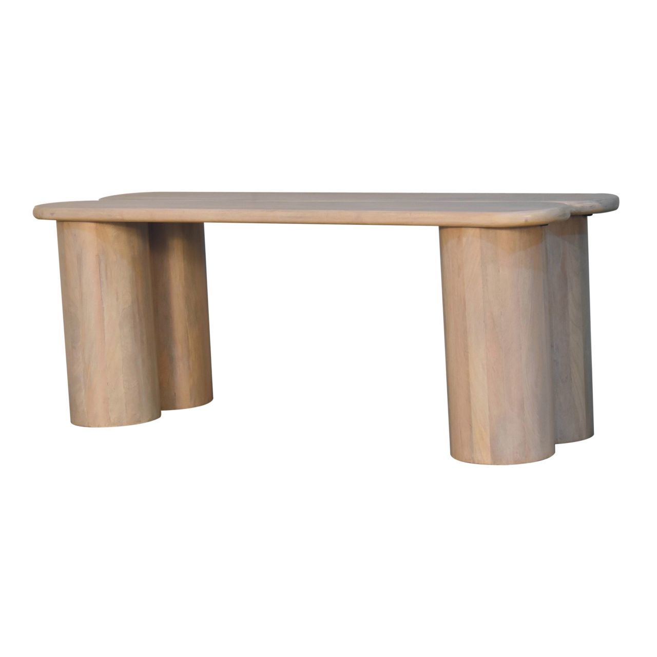Solid Mango Wood Ivory Finished Dual Plank Bench - Image 2