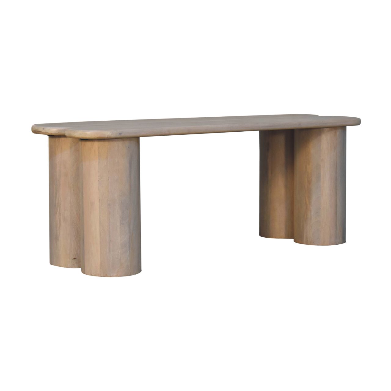 Solid Mango Wood Ivory Finished Dual Plank Bench - Image 3