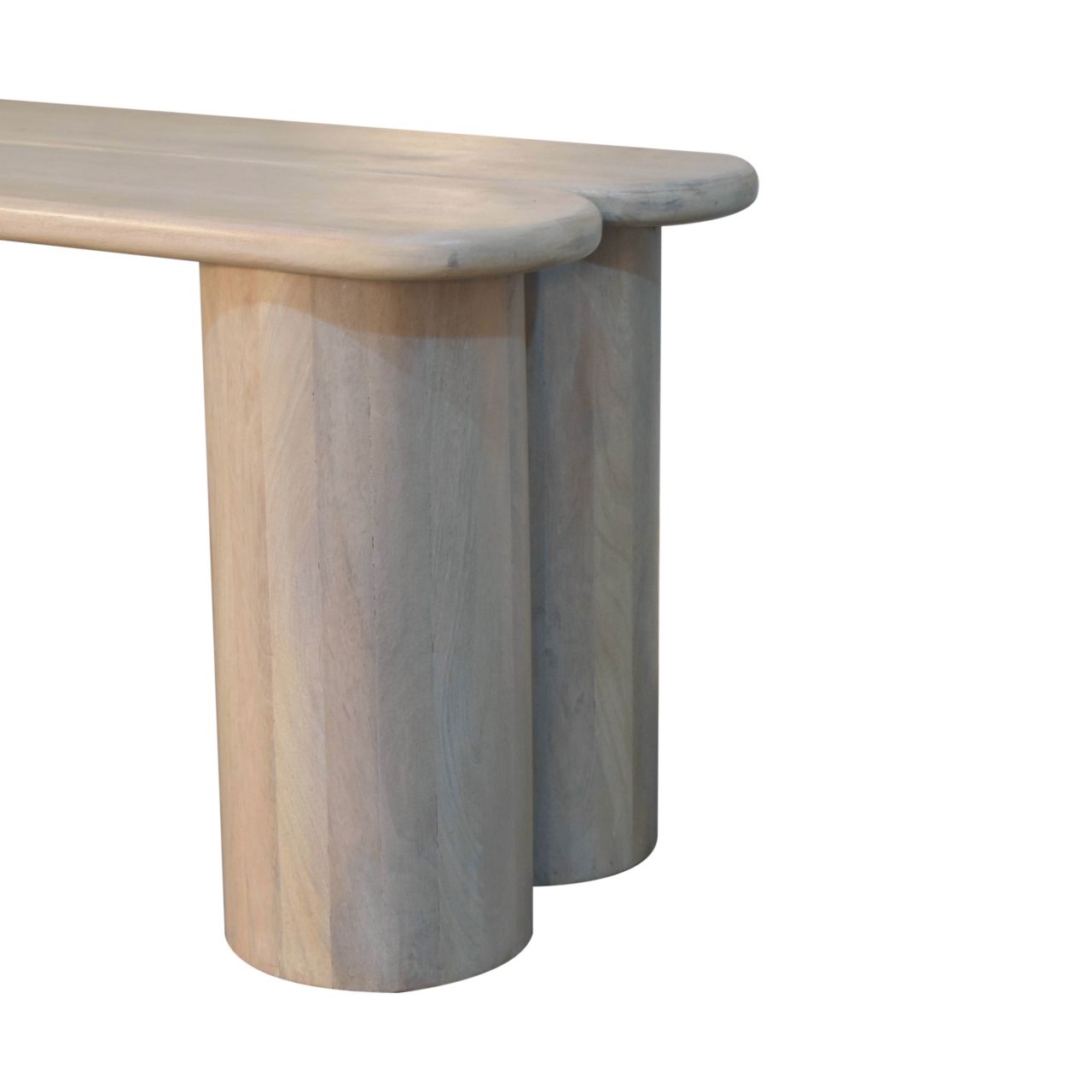 Solid Mango Wood Ivory Finished Dual Plank Bench - Image 5