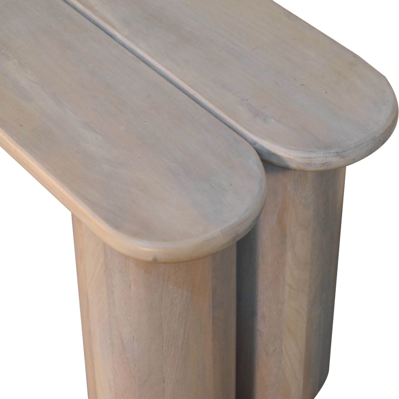 Solid Mango Wood Ivory Finished Dual Plank Bench - Image 6