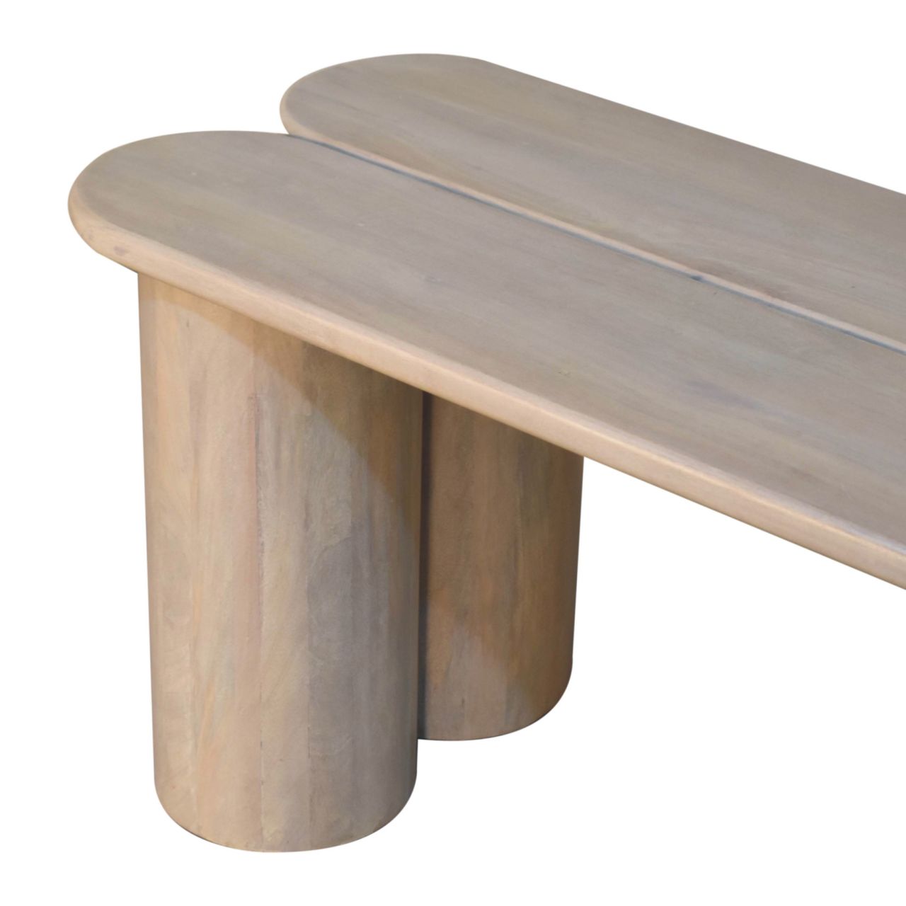 Solid Mango Wood Ivory Finished Dual Plank Bench - Image 7