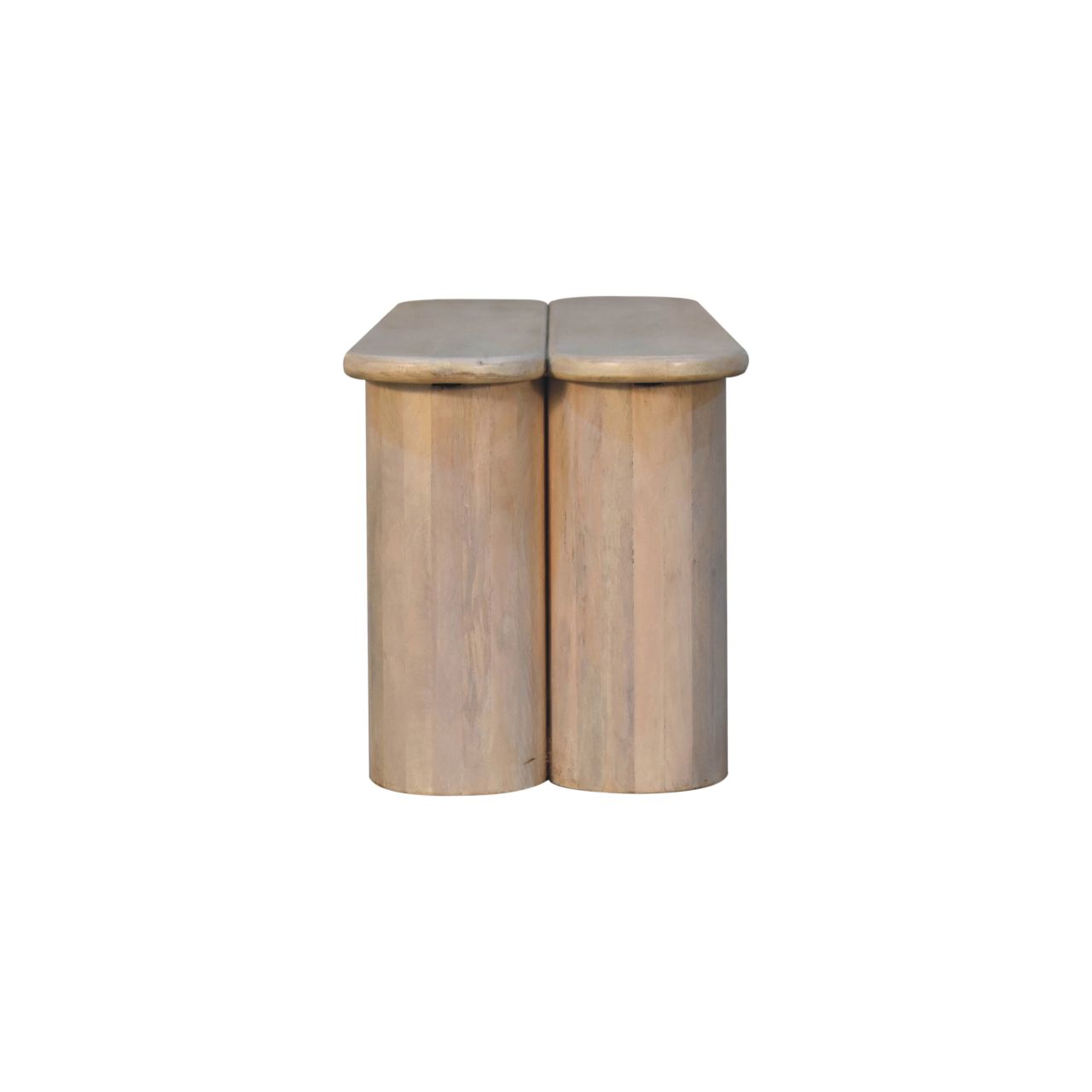 Solid Mango Wood Ivory Finished Dual Plank Bench - Image 8