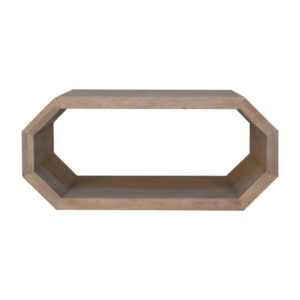 Solid Mango Wood Lime Marble Finished Hexagonal Coffee Table