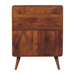 Solid Mango Wood Curved Nordic Charm Cabinet