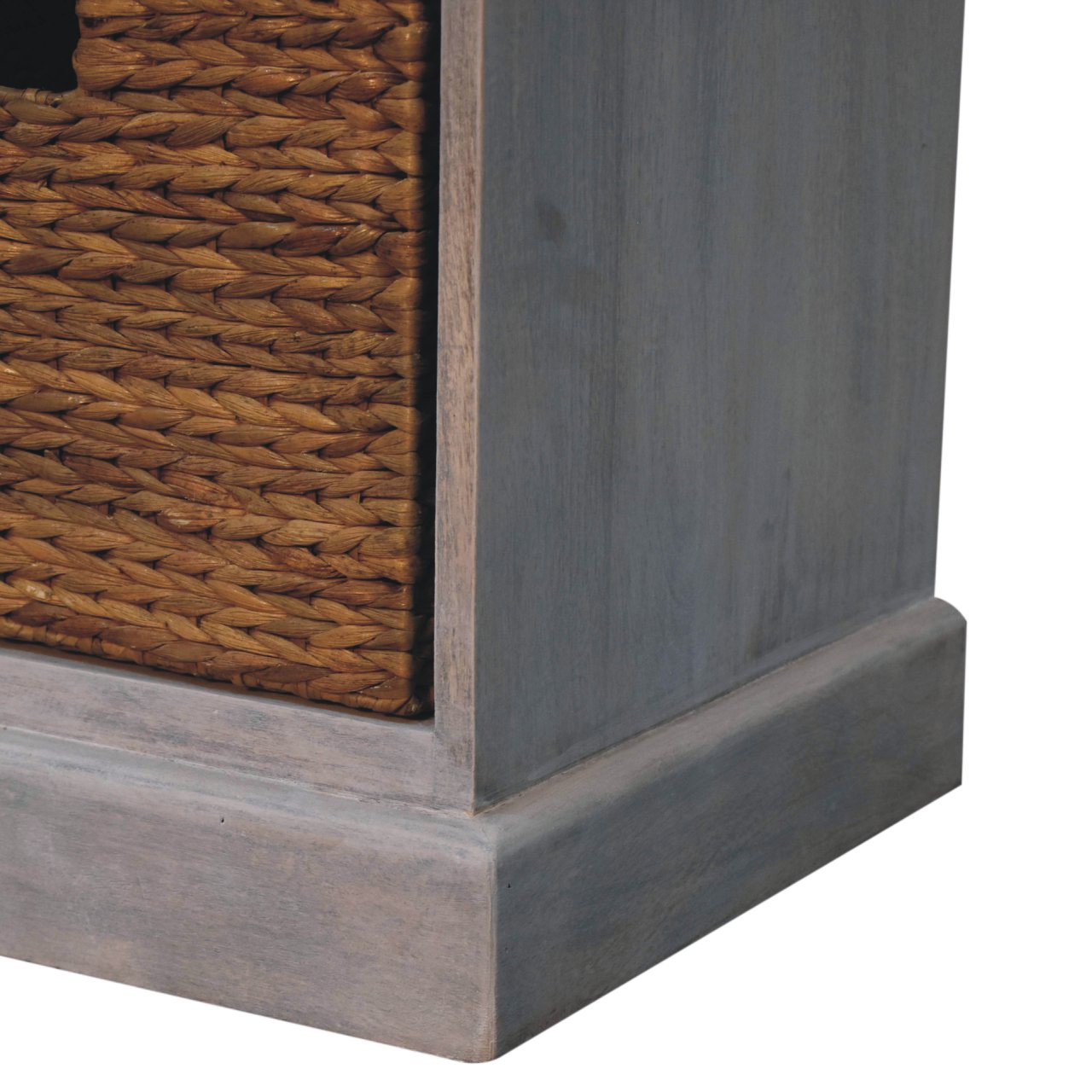 Solid Mango Wood Acid Wash Finished 3 Drawer 3 Basket Storage Cabinet - Image 6