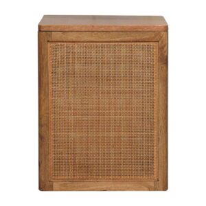 Solid Mango Wood Natural Finished  Larissa Storage Box with Woven Rattan Panel