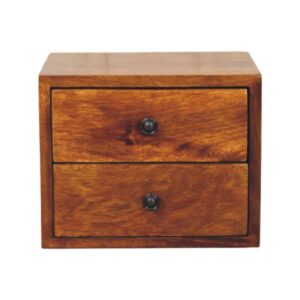Solid Mango Wood Mango Wood Solis 2-Drawer Chestnut Wall Mounted Nightstand