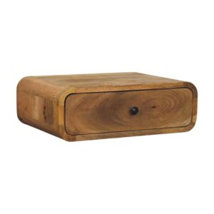 Solid Mango Wood Avora Wall-Mounted Oak Finish 1 Drawer Nightstand