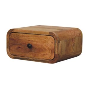 Solid Mango Wood Avora Mini Wall-Mounted Oak Finish 1 Drawer Nightstand