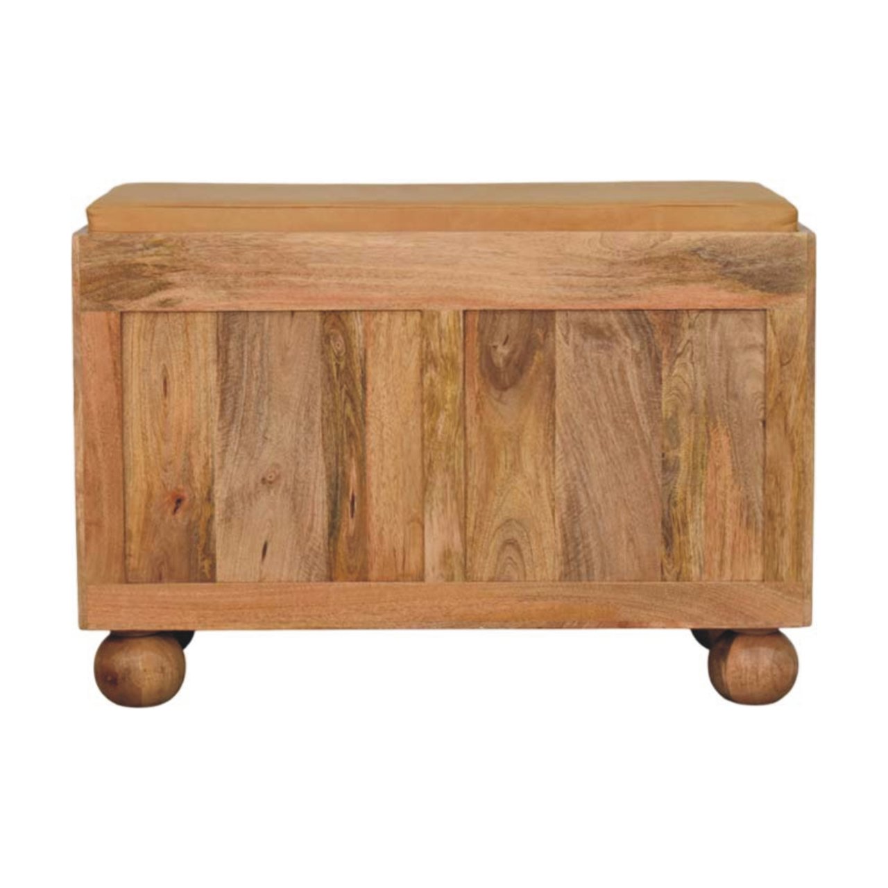 Solid Mango Wood Shutter Oak Finished 2 Door Upholstered Shoe Rack - Image 10