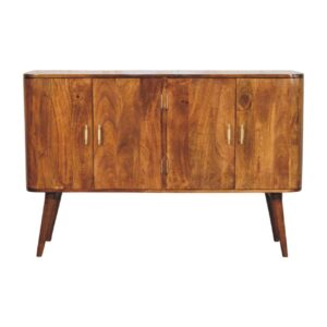 Solid Mango Wood Natural Finish 4 Door Linden Sideboard