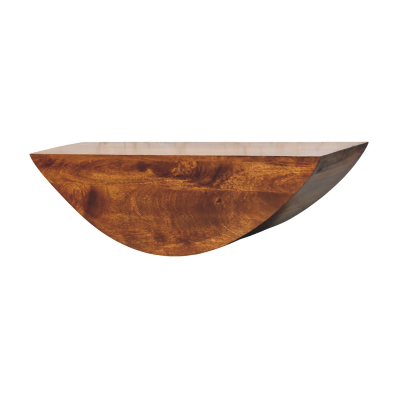 Solid Mango Wood Chestnut Finished Crescent Floating Wall Shelf - Image 2