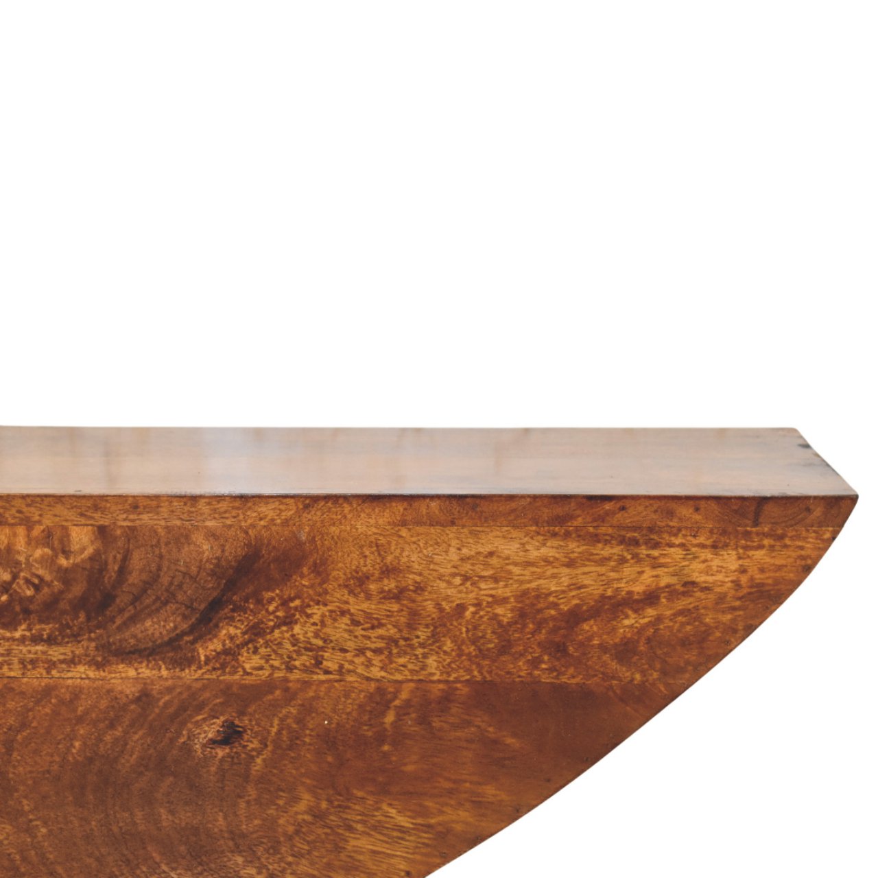Solid Mango Wood Chestnut Finished Crescent Floating Wall Shelf - Image 4