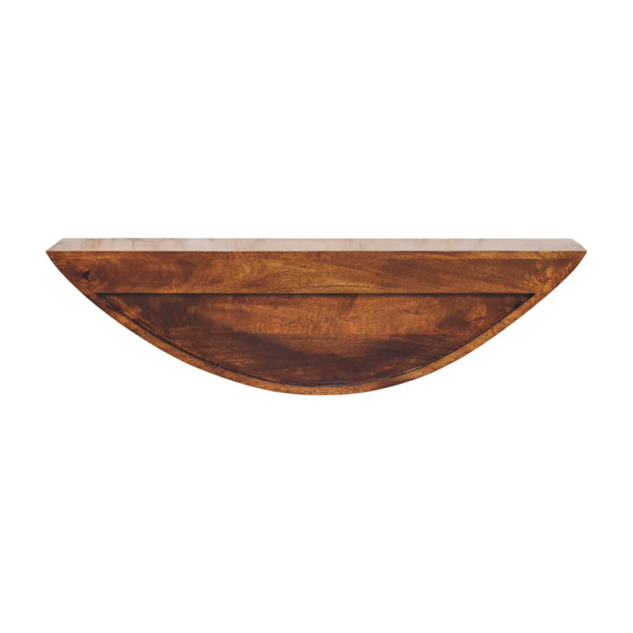 Solid Mango Wood Chestnut Finished Crescent Floating Wall Shelf - Image 9
