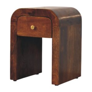 Solid Mango Wood Mini Darcy Chestnut Nightstand with Curved Edges