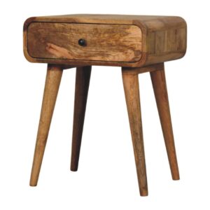 Solid Mango Wood Mango Wood Avora Oak Finish Nightstand with 1 drawer