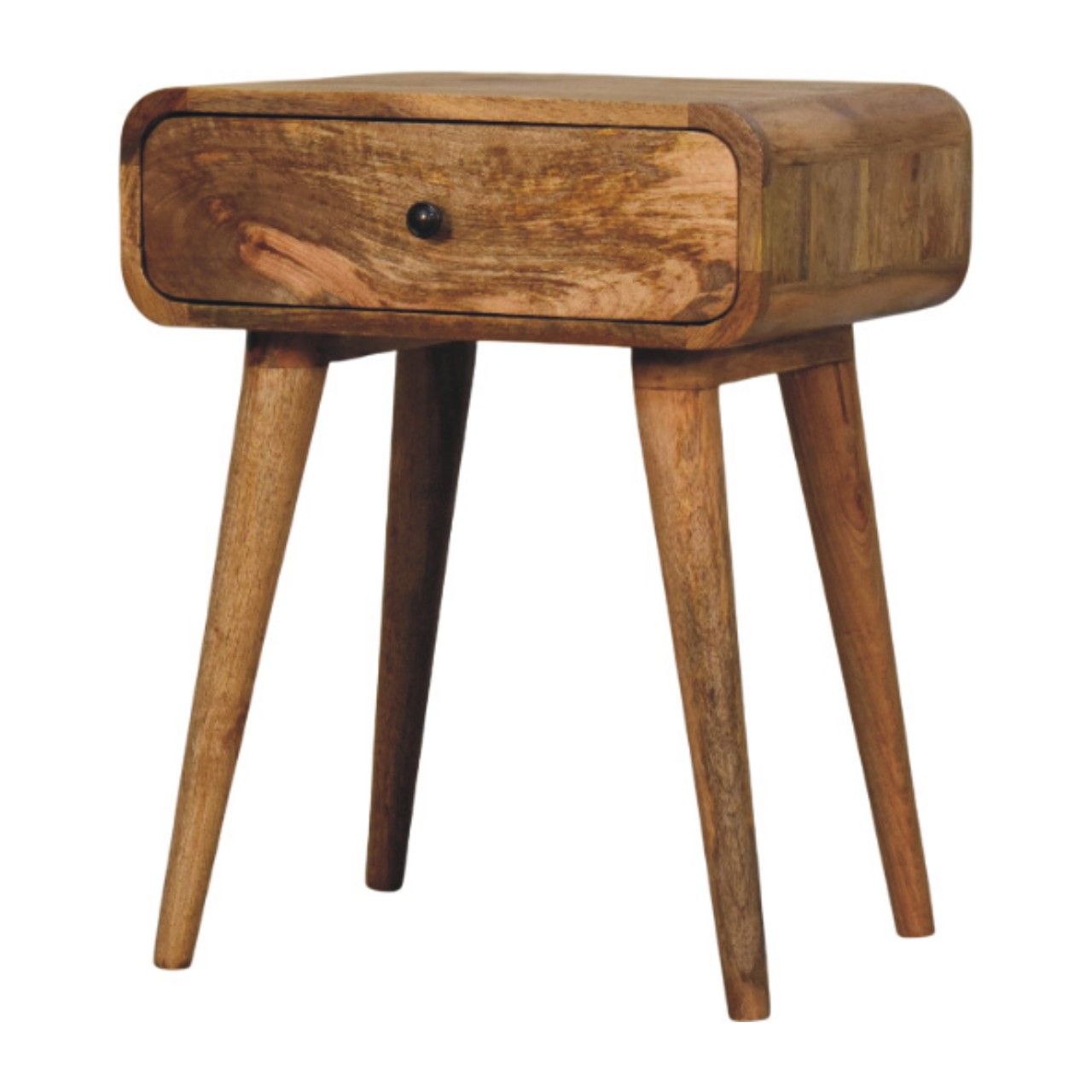Solid Mango Wood Mango Wood Avora Oak Finish Nightstand with 1 drawer