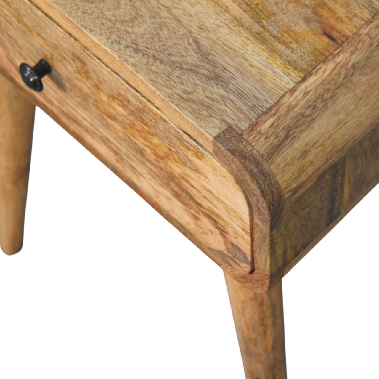Solid Mango Wood Mango Wood Avora Oak Finish Nightstand with 1 drawer - Image 4