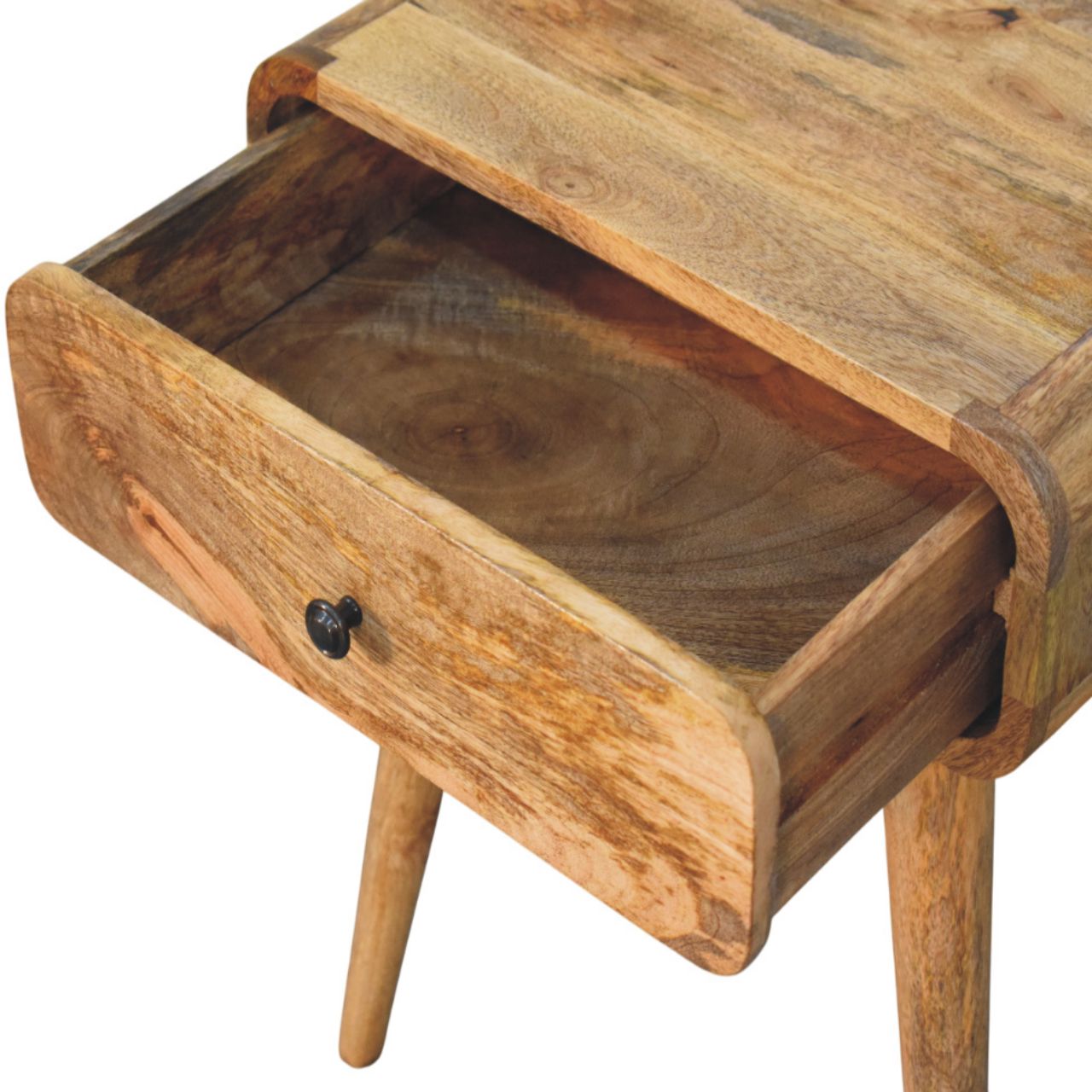 Solid Mango Wood Mango Wood Avora Oak Finish Nightstand with 1 drawer - Image 5