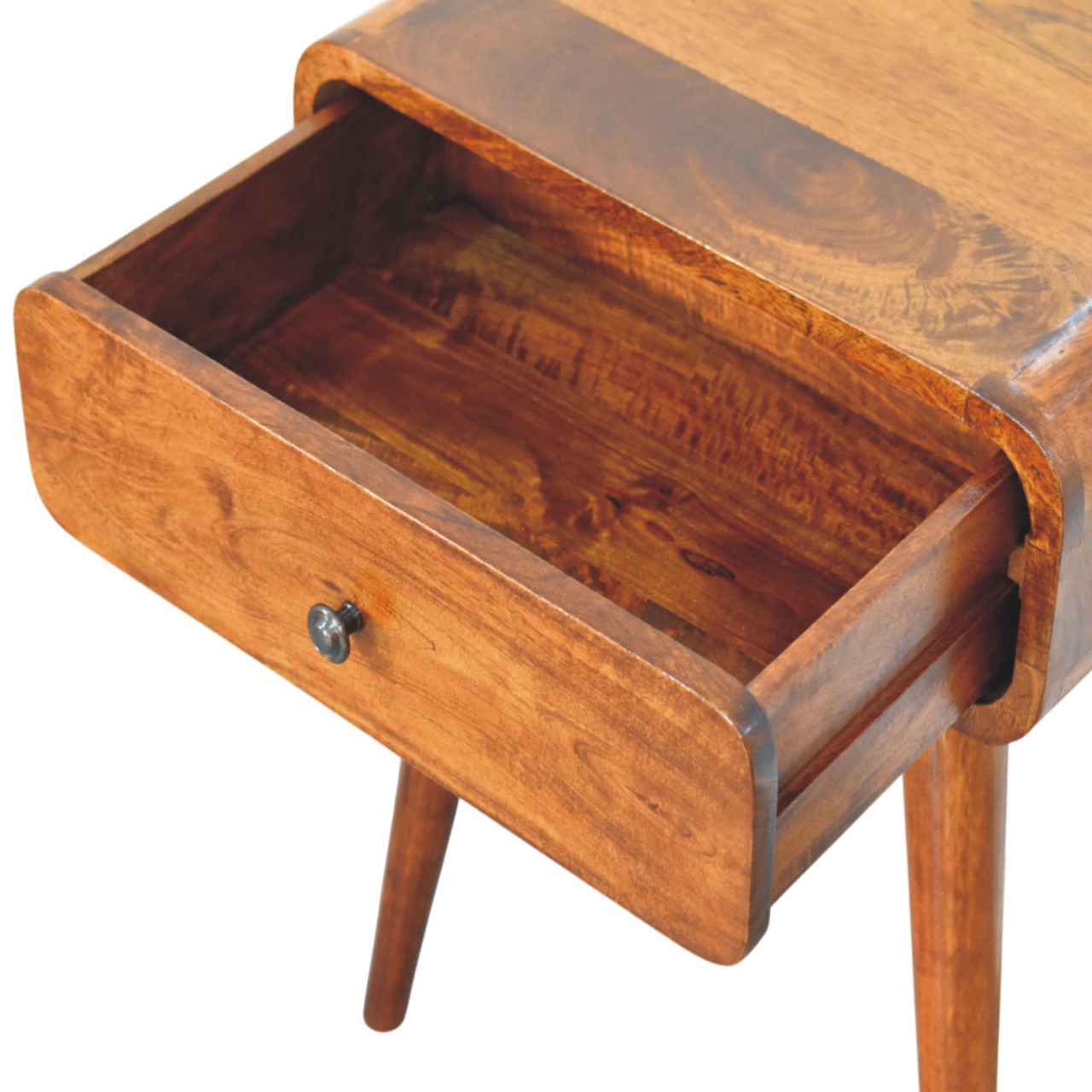 Solid Mango Wood Avora Chestnut Nightstand with 1 drawer - Image 5