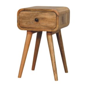 Solid Mango Wood Avora Mini Oak Finish Nightstand with 1 drawer