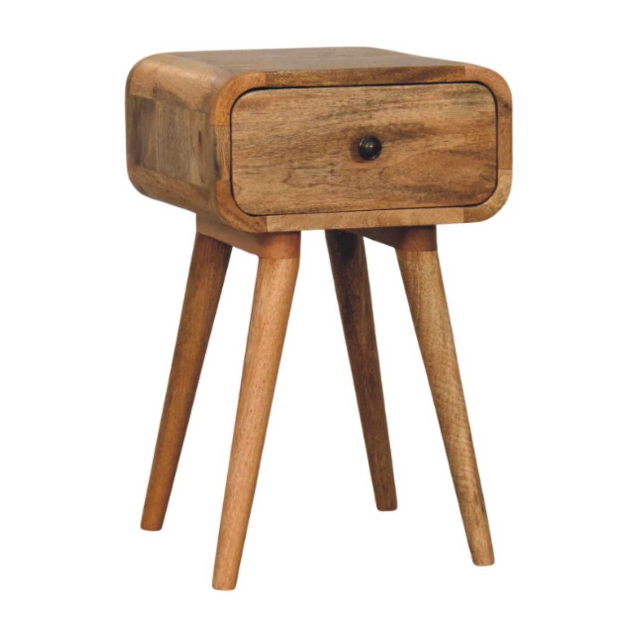 Solid Mango Wood Avora Mini Oak Finish Nightstand with 1 drawer - Image 2