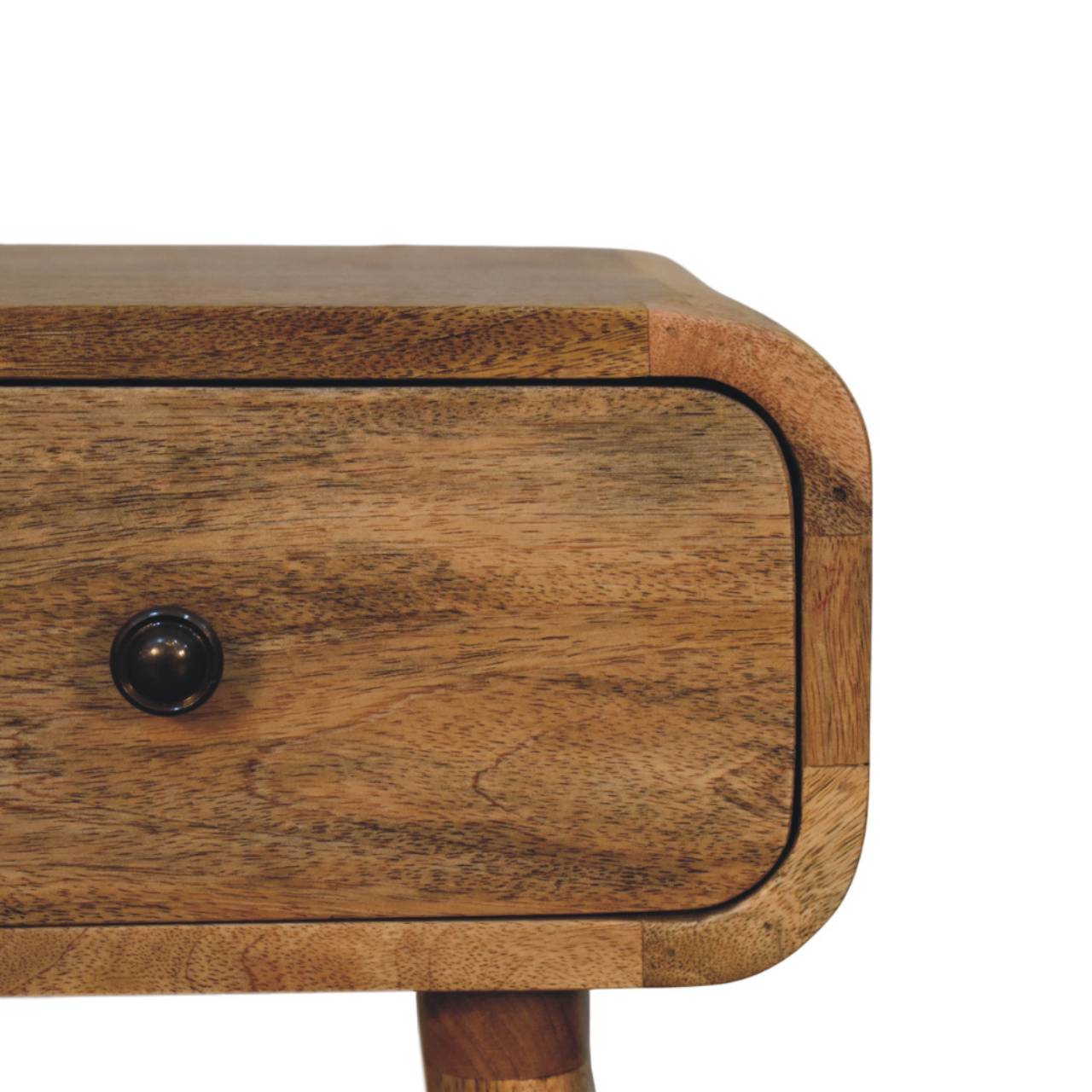 Solid Mango Wood Avora Mini Oak Finish Nightstand with 1 drawer - Image 3