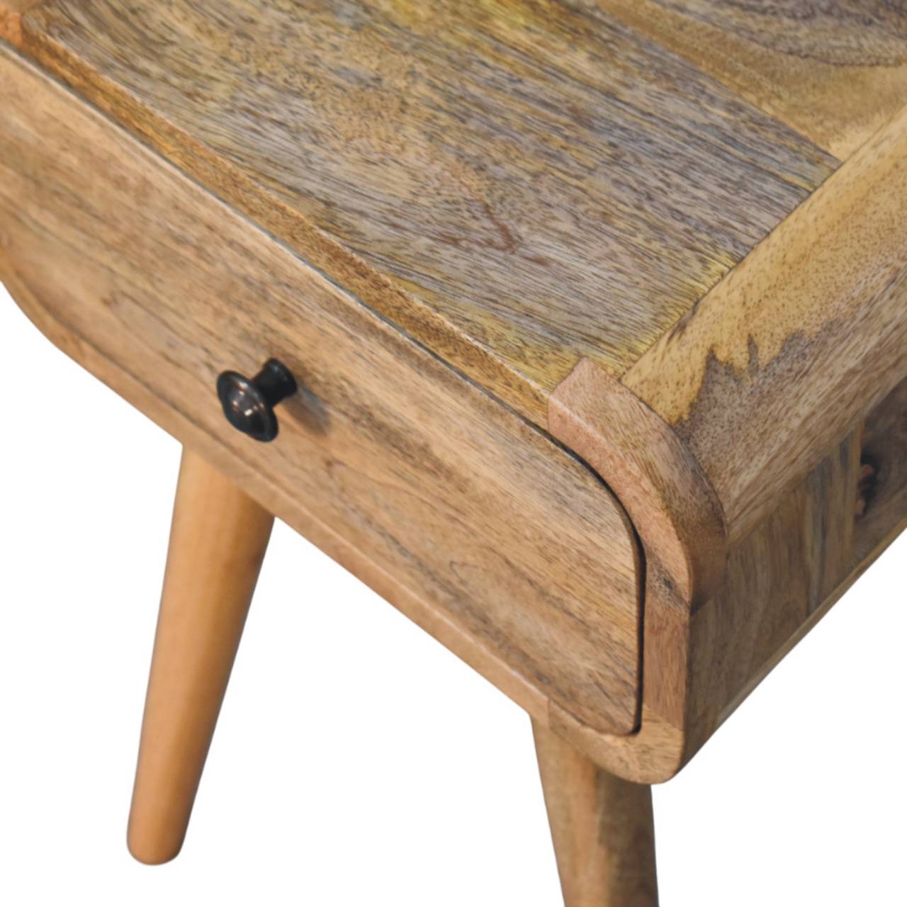 Solid Mango Wood Avora Mini Oak Finish Nightstand with 1 drawer - Image 4