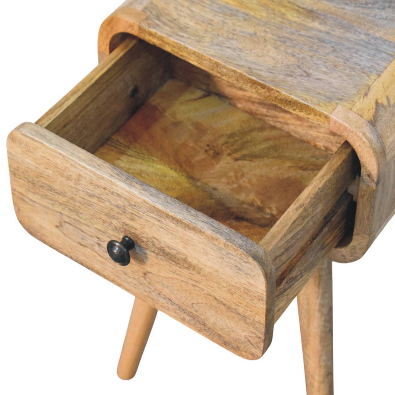 Solid Mango Wood Avora Mini Oak Finish Nightstand with 1 drawer - Image 5