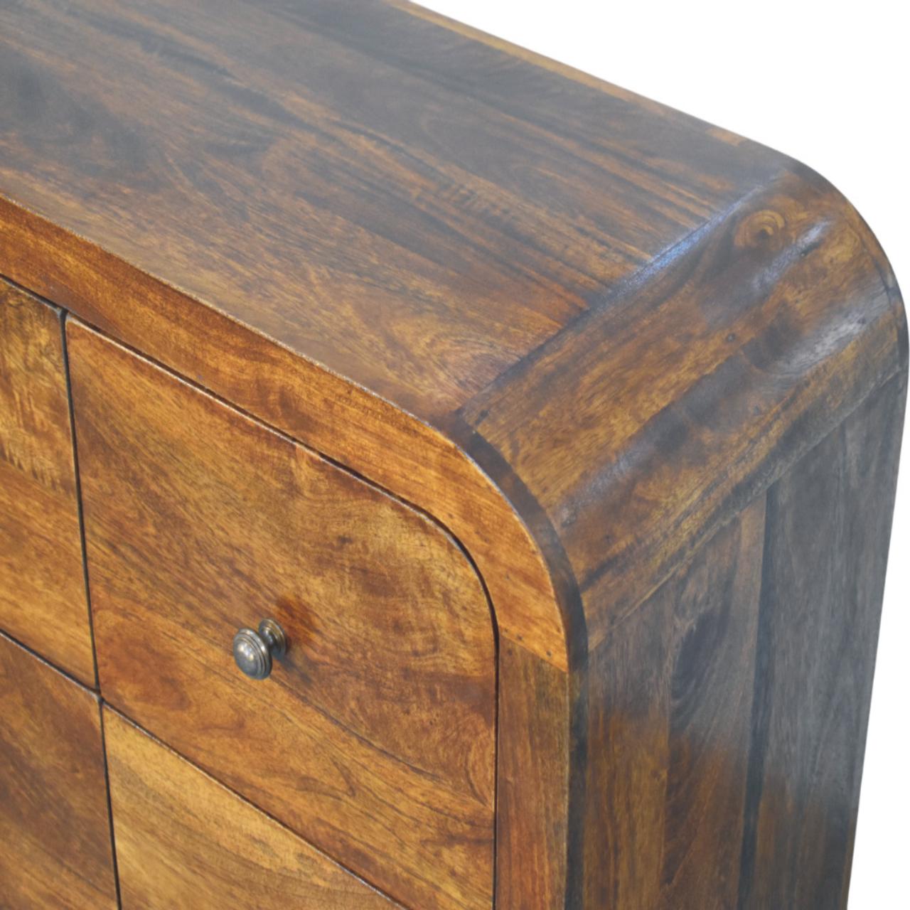 Solid Mango Wood Chestnut Finished Darcy 3 over 3 Drawer Chest - Image 5