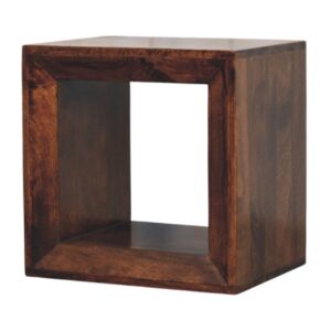 Solid Mango Wood Solis Open California Walnut Side Table
