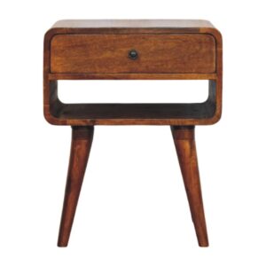 Solid Mango Wood Avora Chestnut Nightstand with Drawer and open slot