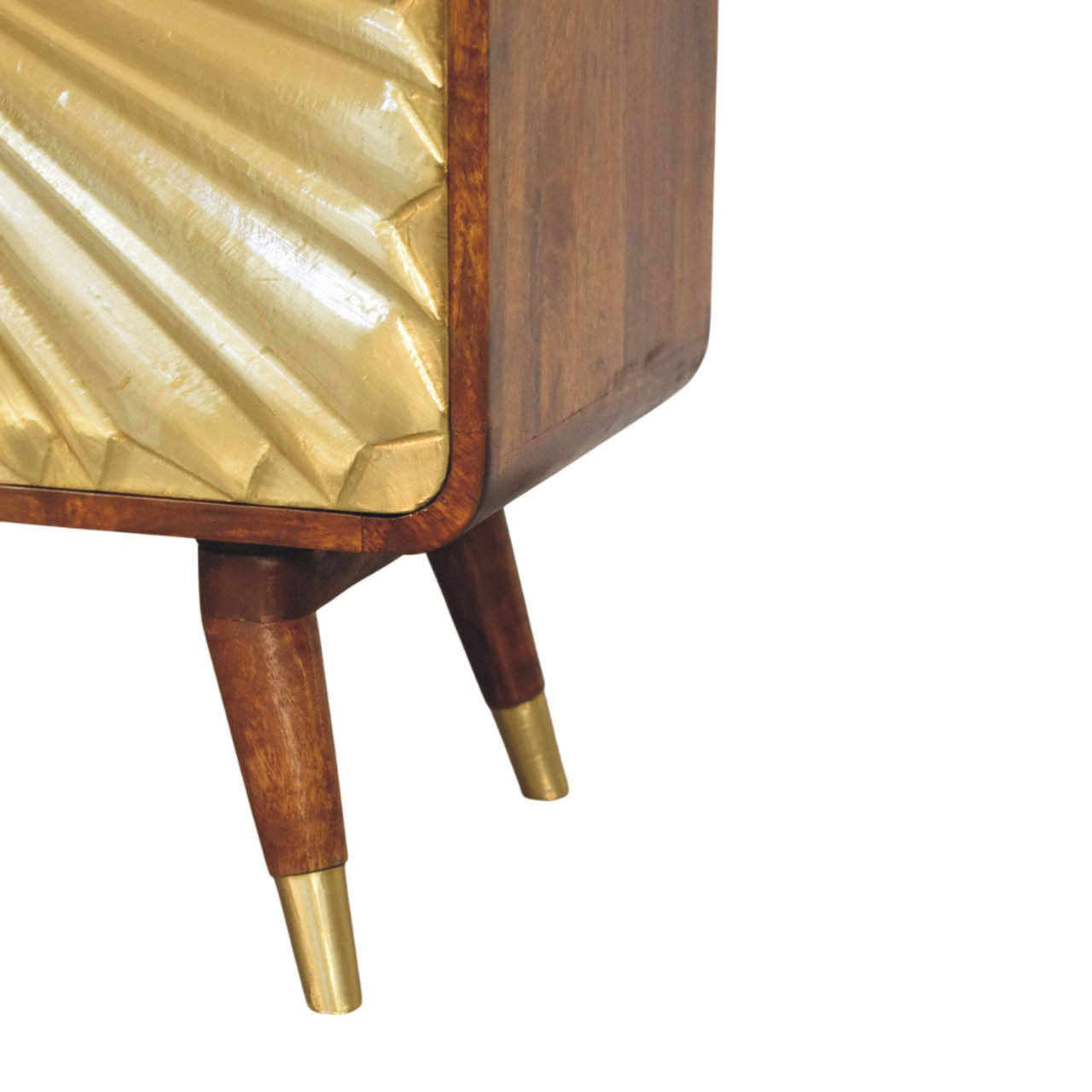 Solid Mango Wood Avora Brass Embossed 2 Door Chestnut Cabinet - Image 6
