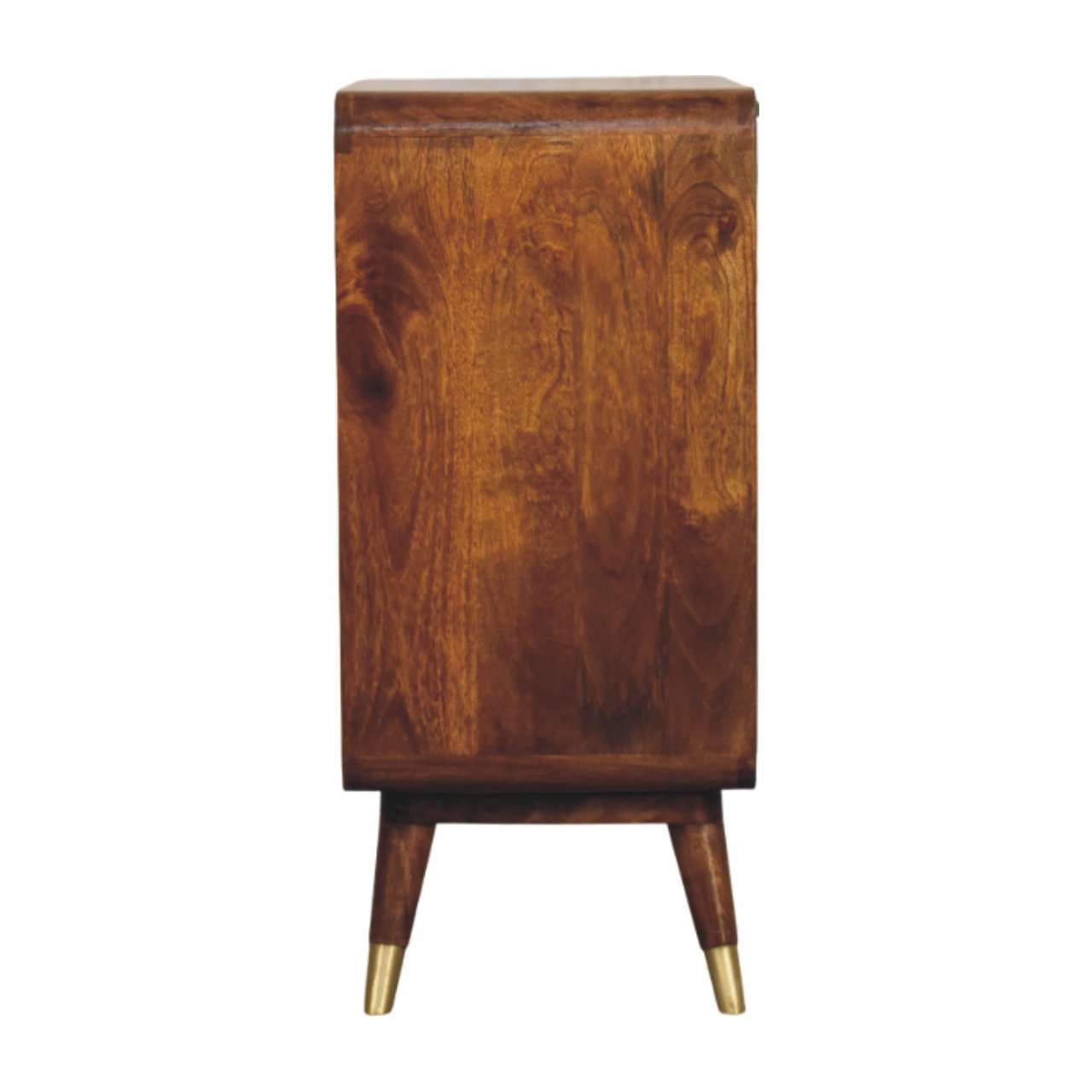 Solid Mango Wood Avora Brass Embossed 2 Door Chestnut Cabinet - Image 7