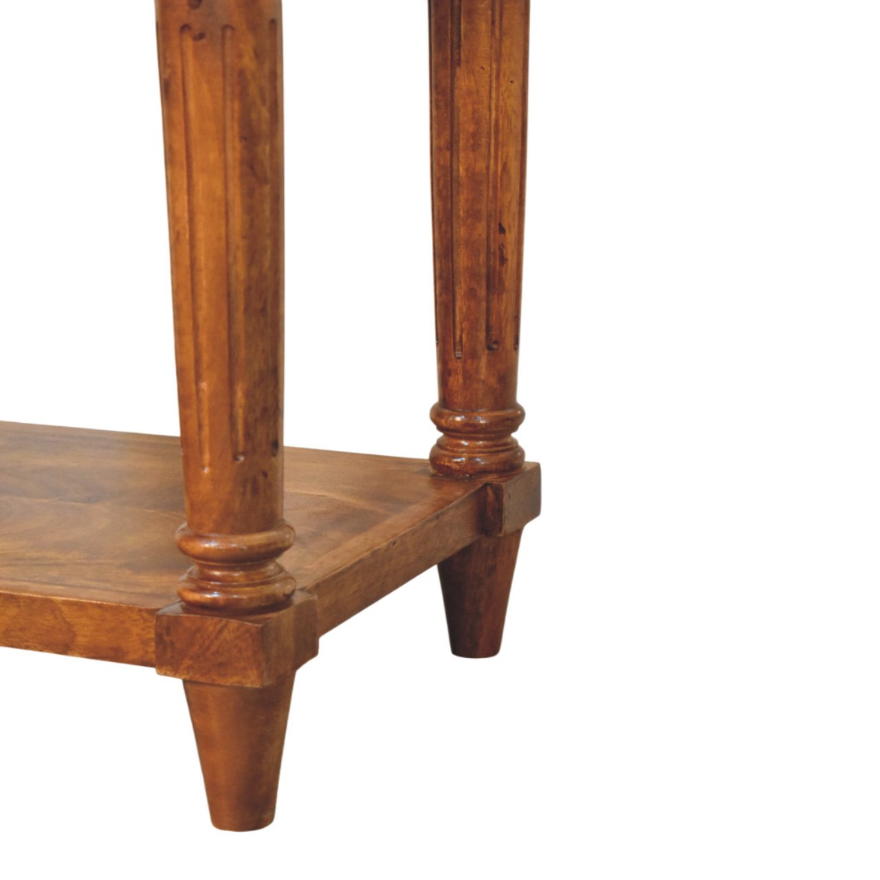 Solid Mango Wood Turned Legs Chestnut 1 Drawer Side Table - Image 6