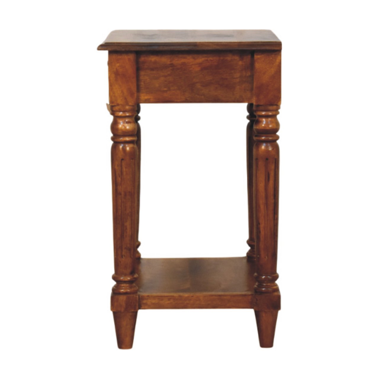 Solid Mango Wood Turned Legs Chestnut 1 Drawer Side Table - Image 7