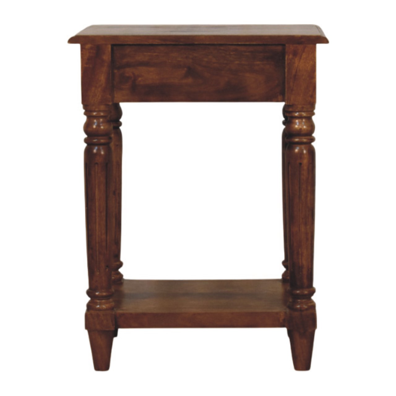Solid Mango Wood Turned Legs Chestnut 1 Drawer Side Table - Image 8