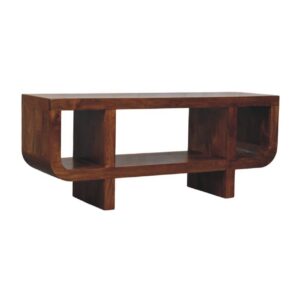Solid Mango Wood Orion Curved Chestnut Media Unit