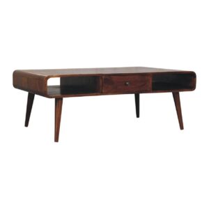 Solid Mango Wood Chestnut Finished Avora 2 Drawer Chestnut Coffee Table