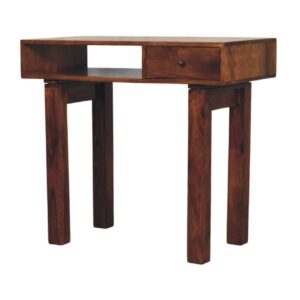 Solid Mango Wood Chestnut Finished Tula 1 Drawer Writing Desk