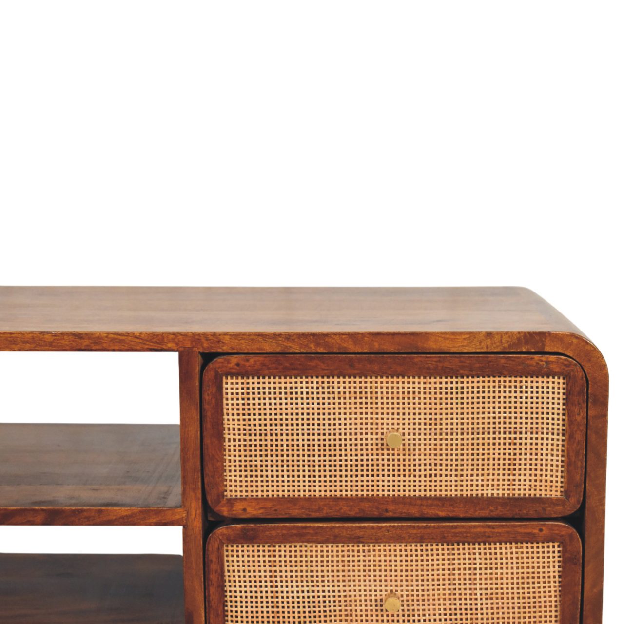 Solid Mango Wood Chestnut Finished Larissa 4 Drawer Media Unit - Image 3