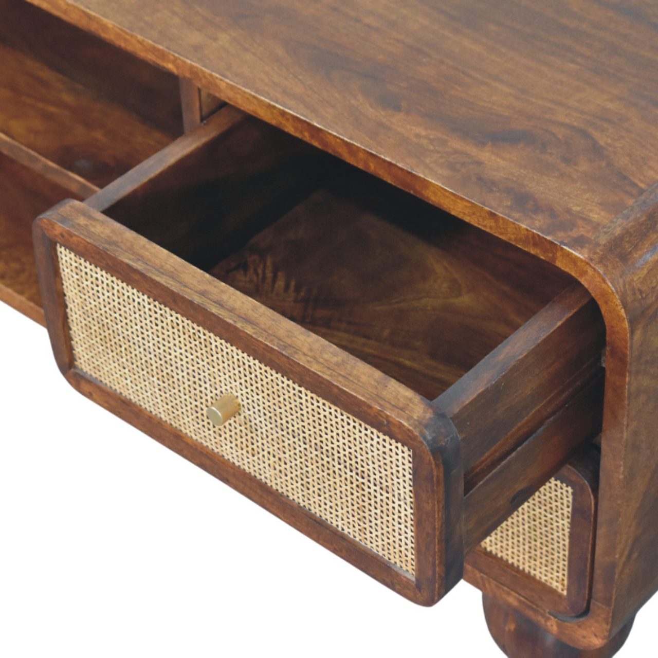 Solid Mango Wood Chestnut Finished Larissa 4 Drawer Media Unit - Image 5