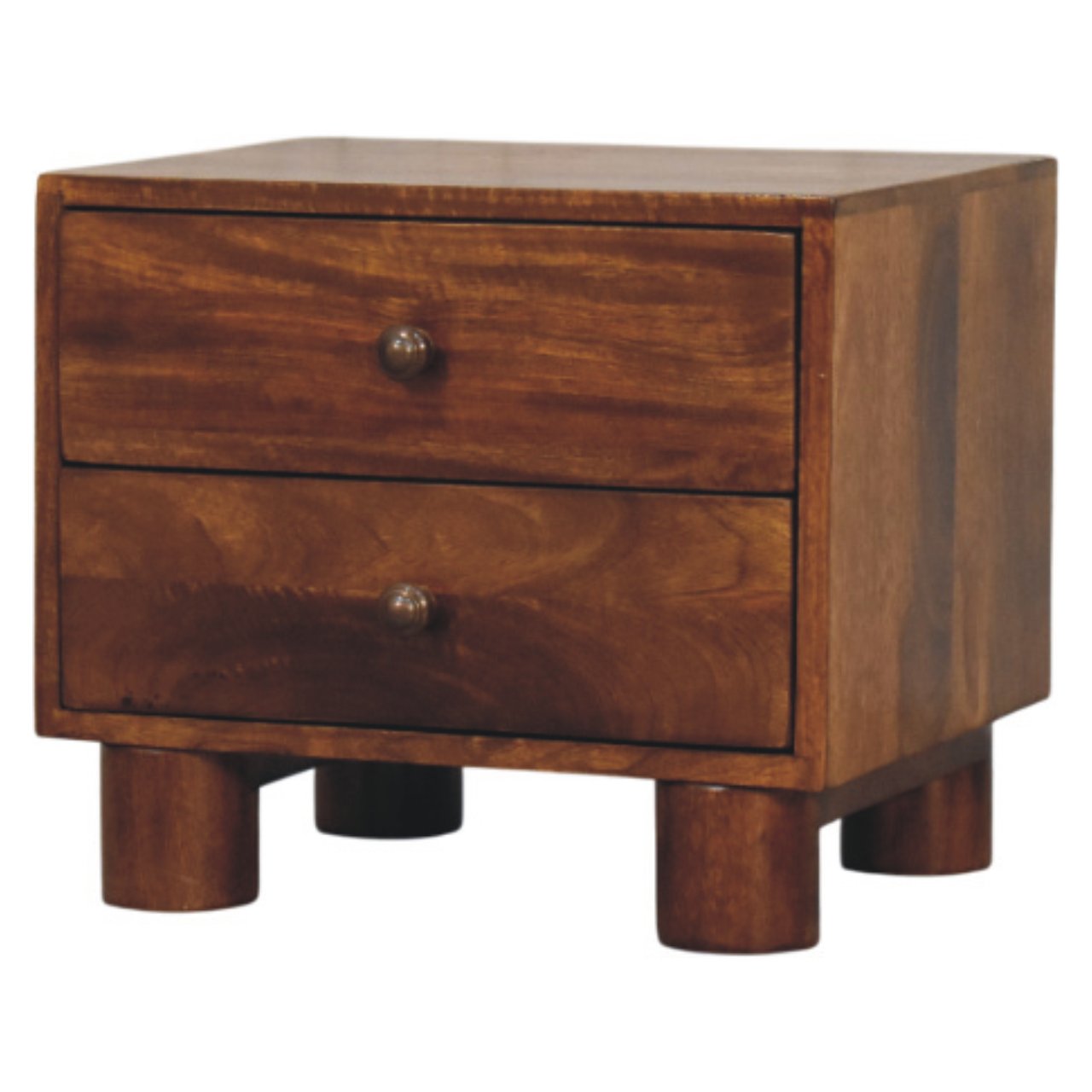 Solid Mango Wood Tula 2 Drawer Chestnut Nightstand