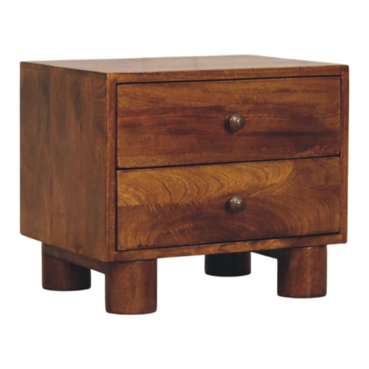 Solid Mango Wood Tula 2 Drawer Chestnut Nightstand - Image 2
