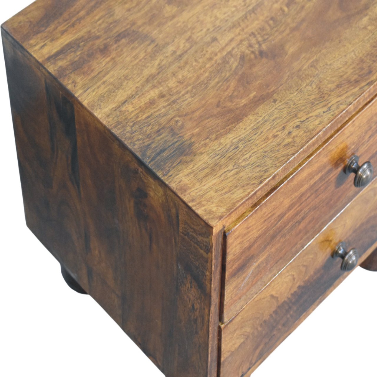 Solid Mango Wood Tula 2 Drawer Chestnut Nightstand - Image 3